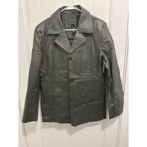 Dialogue‎ Women's Green Leather Jacket Size Large